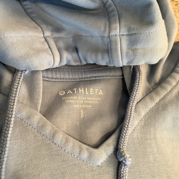 Athleta Women's Blue Hoodie Top Size Small Pullover Drawstring Hood - Picture 7 of 10